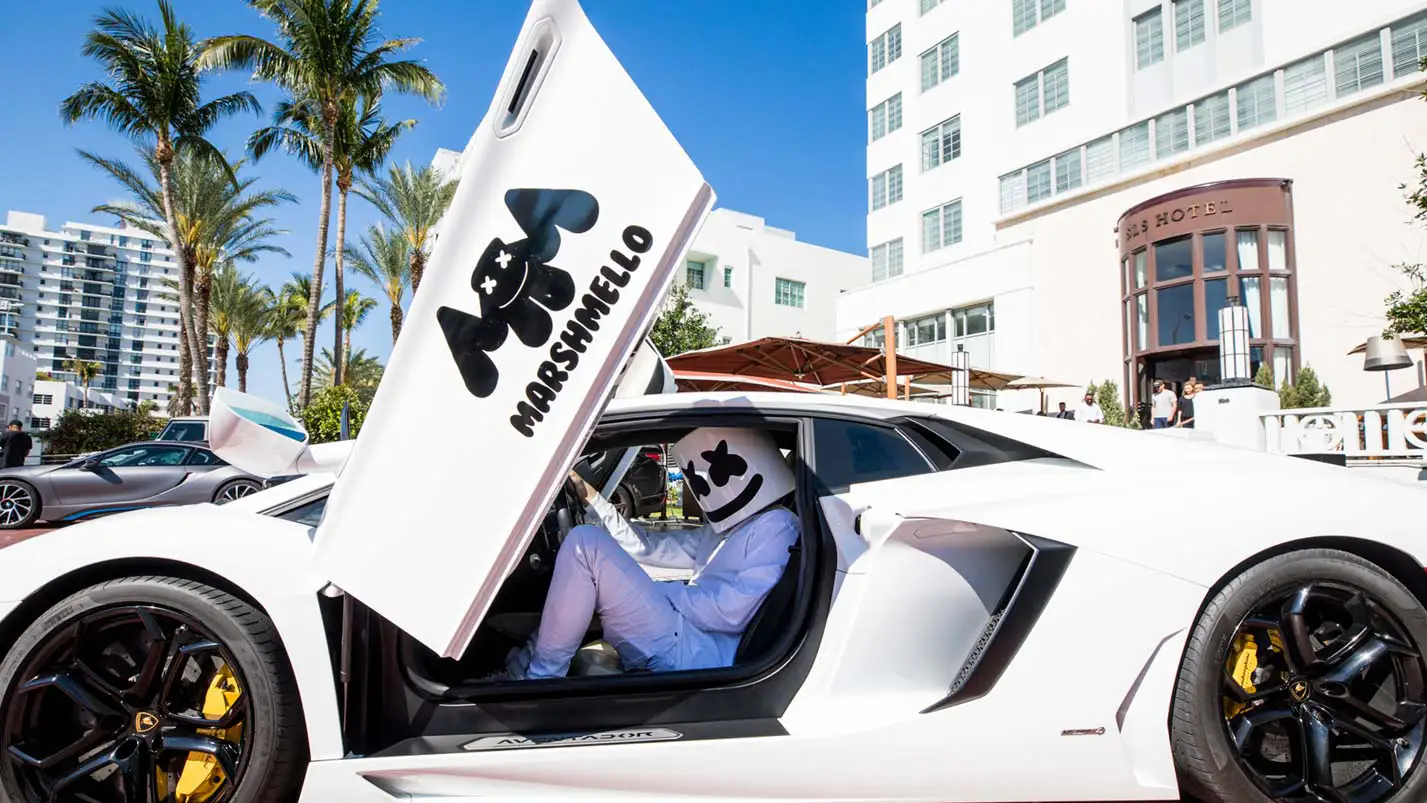 marshmello sls lamborghini aventador rental mph club exotic car rentals