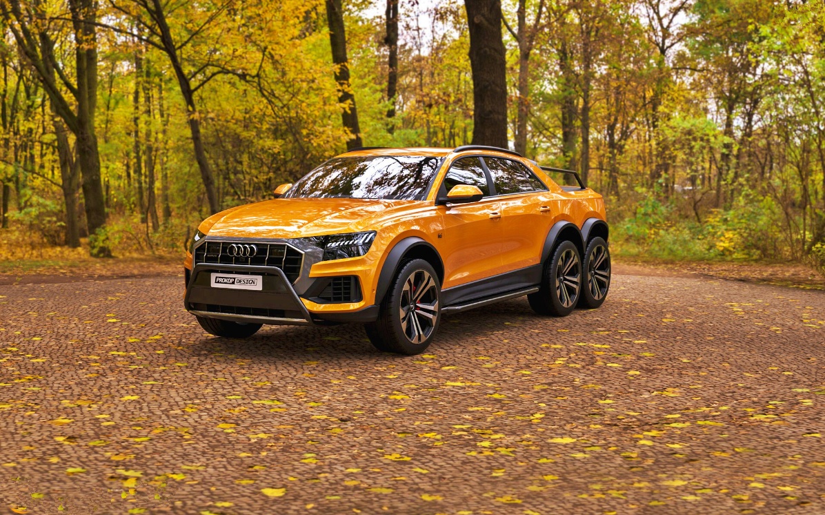 lamtac close up of super off road pickup truck audi q x with an engine block of more than horsepower worthy of rival of mercedes amg g x 651af32aac095 Close-up Of Super Off-road Pickup Truck Audi Q8 6x6 With An Engine Block Of More Than 533.5 Horsepower, Worthy Of Rival Of Mercedes-amg G63 6x6