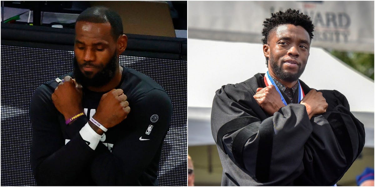 likhoa lebron james pays tribute to chadwick boseman with wakanda forever salute ahead of lakers playoff game 6527bf246ff7c Lebron James Pays Tribute To Chadwick Boseman With 'wakanda Forever' Salute Ahead Of Lakers Playoff Game